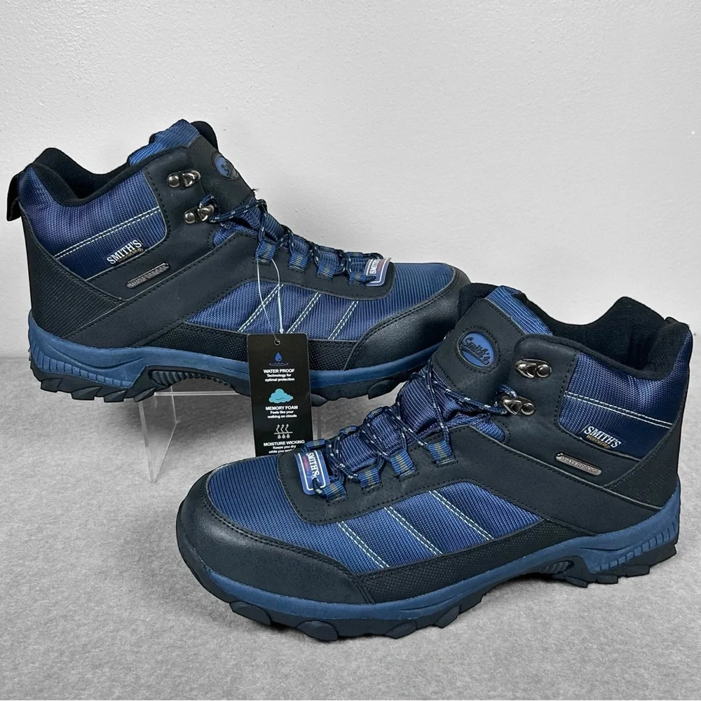 Smith's Workwear Waterproof Trail Hiking Boots Men’s Size 10.5 Navy Blue